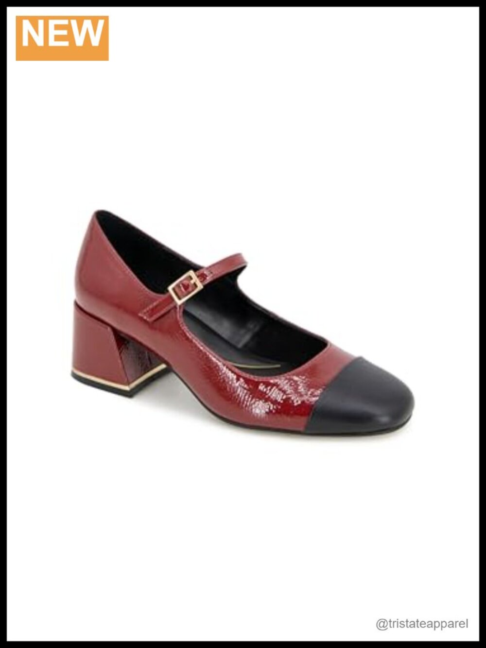 Mary Jane Block Heel Pump with Comfort Insole and Buckle Strap